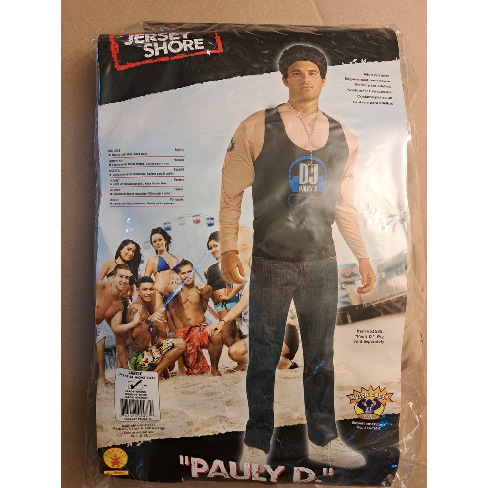 Jersey Shore Pauly D Costume Rubies Mens Large Muscle Shirt Bead Chain NEW